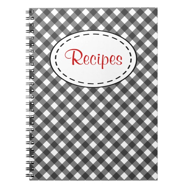 Black Gingham Recipe Notebook (Front)