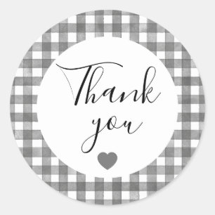 Black Gingham Thank You Favour Sticker
