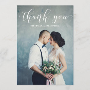 Black Gingham   Wedding Thank You with Photo
