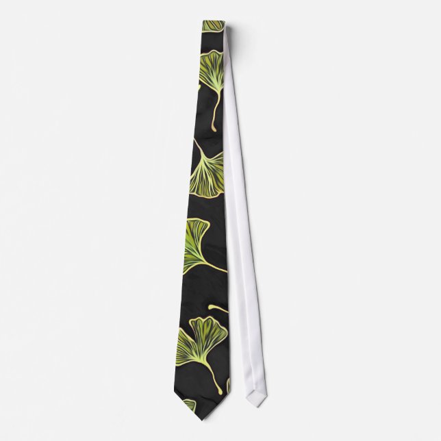 Black Ginkgo Leaf Tie (Front)