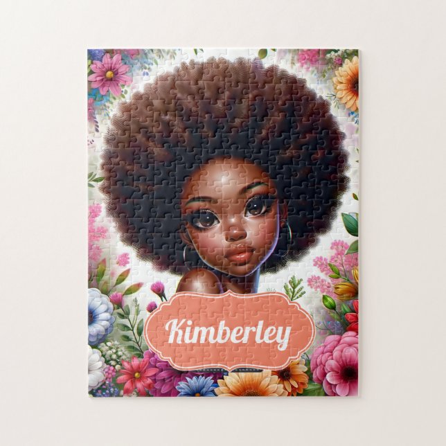 Black girl African American with Afro Jigsaw Puzzle (Vertical)