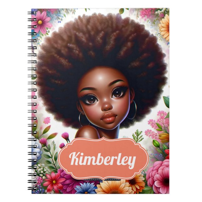 Black girl African American with Afro Notebook (Front)