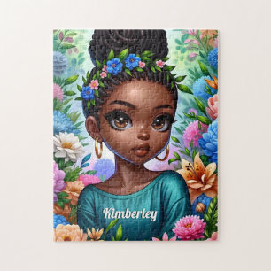 Black girl African American with Braids Jigsaw Puzzle
