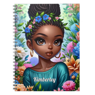 Black girl African American with Braids Notebook