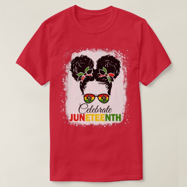 Black Girl Afro America Juneteenth Celebrate Indep T-Shirt (Design Front)