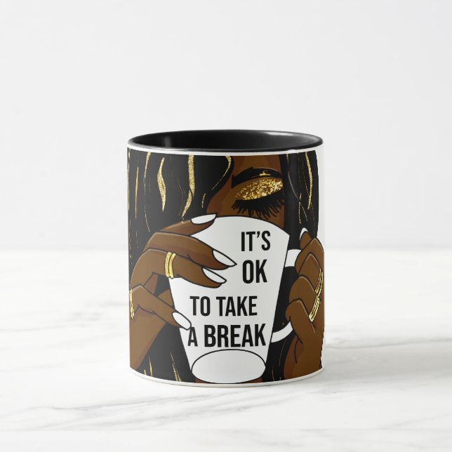 Black Girl Afro American Woman InspirationalQuote  Mug (Center)