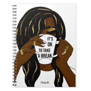 Black Girl Afro American Woman InspirationalQuote Notebook