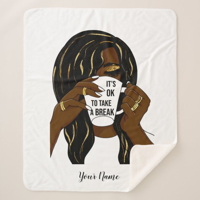 Black Girl Afro American Woman InspirationalQuote  Sherpa Blanket (Front)