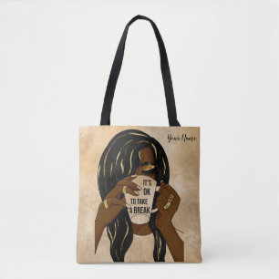 Black Girl Afro American Woman InspirationalQuote Tote Bag
