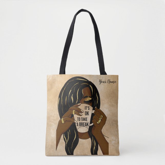 Black Girl Afro American Woman InspirationalQuote  Tote Bag (Front)