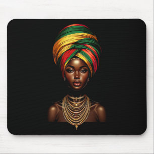 Black Girl Afro Woman Headscarf Headwrap Black His Mouse Mat