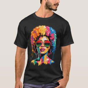 Black Girl Afro Women Queen Melanin History Junete T-Shirt