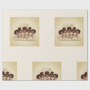 Black Girl Angel Christmas Choir Wrapping Paper 2