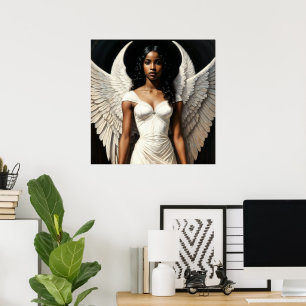 Black Girl Angel With Dark Skin Angelcore Poster