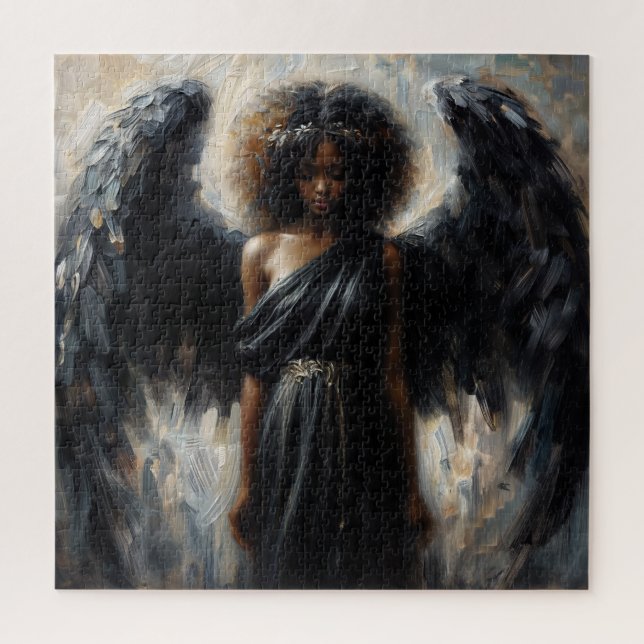 Black Girl Angel With Dark Wings Jigsaw Puzzle (Vertical)
