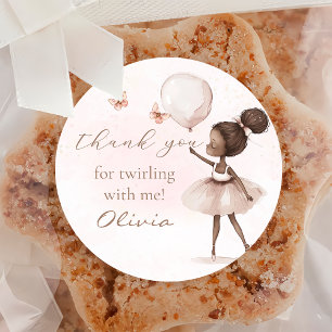 Black Girl Ballerina Birthday Party Sticker