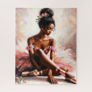 Black Girl Ballet Dancer In Pink Jigsaw Puzzle