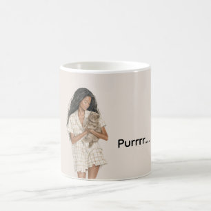 Black Girl Black Cat Purrrr Halloween Coffee Mug