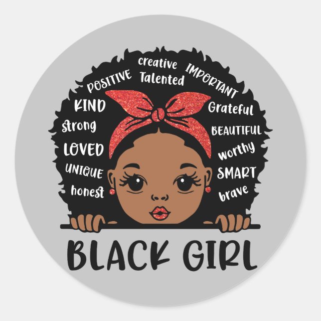 Black Girl Black History Month Classic Round Sticker (Front)