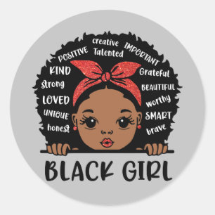 Black Girl Black History Month Classic Round Sticker