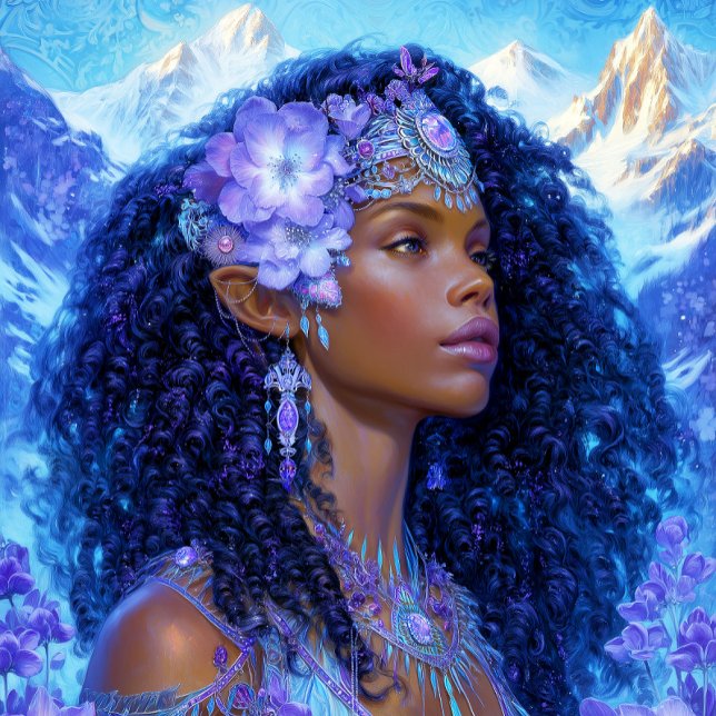 Black Girl Black Queen Fantasy Art Elf Goddess Poster (Creator Uploaded)