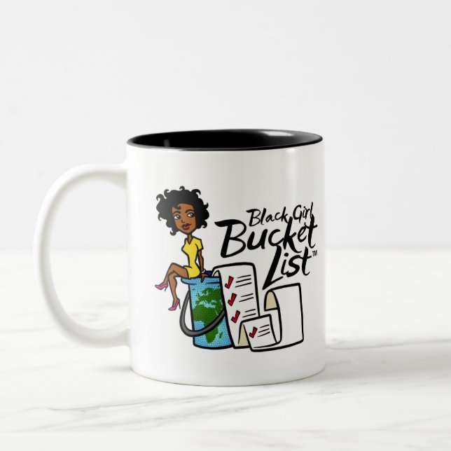 Black Girl Bucket List Two-Tone Mug (Left)
