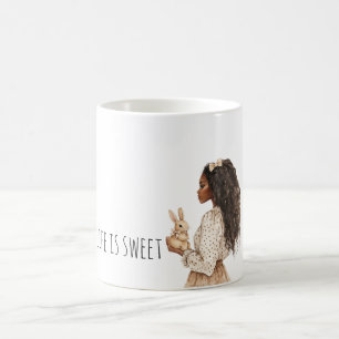 Black Girl Bunny Rabbit Life is sweet Coffee Mug