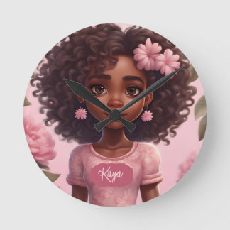 Black Girl Clock Personalised