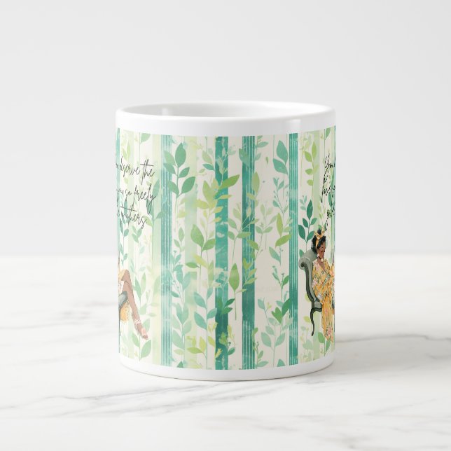 Black Girl Cosy Reading Large Coffee Mug (Front)