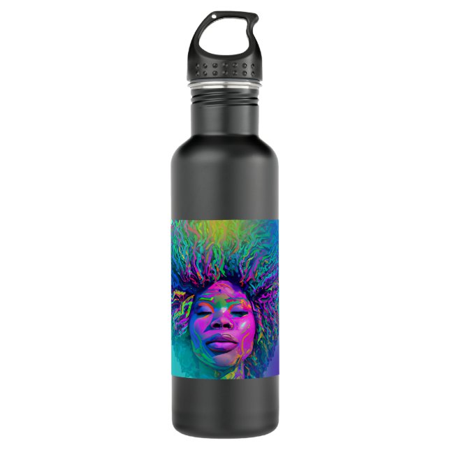 Black Girl Easter Magic Brown Skin Girls Blue East 710 Ml Water Bottle (Front)