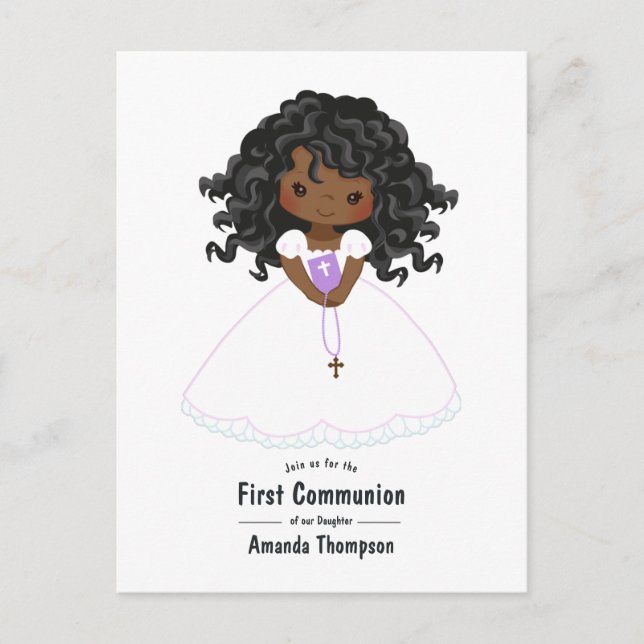 Black Girl First Holy Communion Postcard (Front)