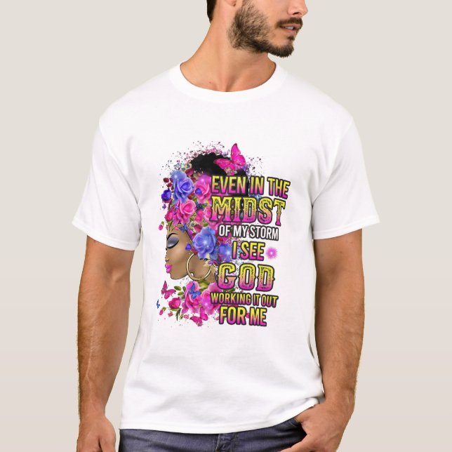 Black Girl Floral Even T-Shirt (Front)