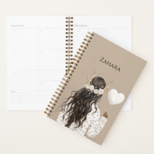 Black Girl Flowers in Hair Heart Balloon Planner