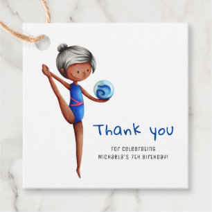 Black Girl Gymnastics Birthday Thank You Favour Tags