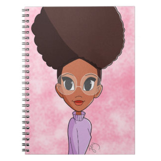 Black girl in glasses notebook