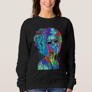 Black Girl Inspired Black Woman Paint Dripping Rel Sweatshirt