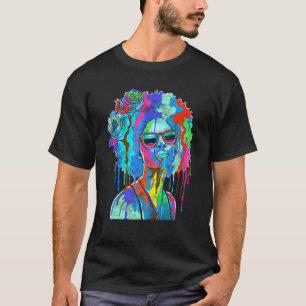Black Girl Inspired Black Woman Paint Dripping Rel T-Shirt