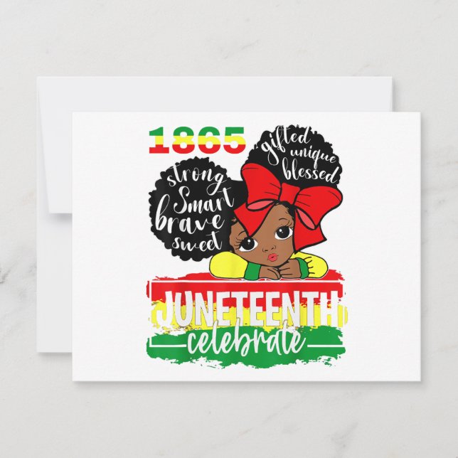 Black Girl Juneteenth 1865 Celebrate Indepedence D Holiday Card (Front)