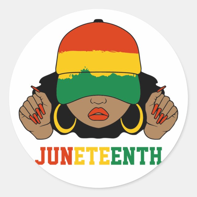 Black Girl Juneteenth Black History Month Classic Round Sticker (Front)