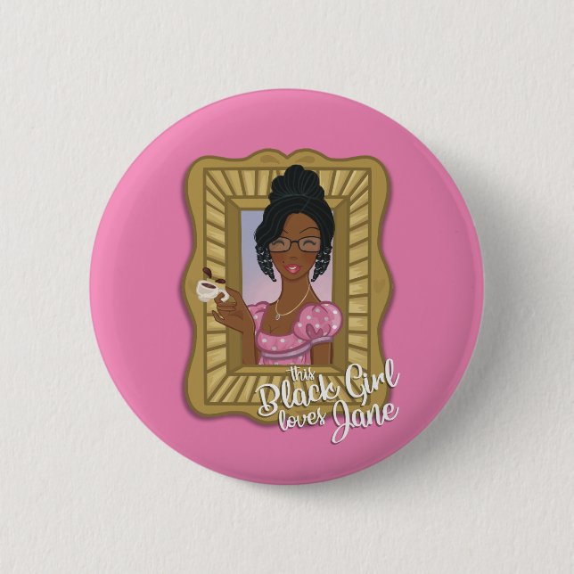 Black Girl Loves Jane Pink Button (Front)