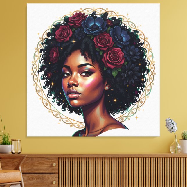 Black Girl Magic Afro Diva Canvas Print (Insitu(LivingRoom))