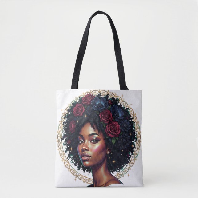 Black Girl Magic Afro Diva Tote Bag (Front)