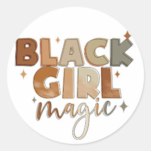 Black Girl Magic Afro Woman Classic Round Sticker