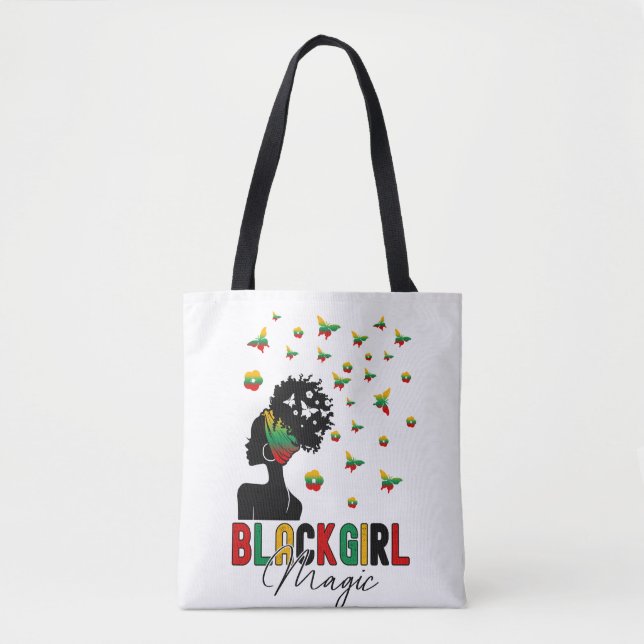 Black Girl Magic Afro Woman Tote Bag (Front)