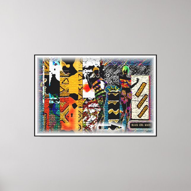 Black Girl Magic: Afrocentric Elegance on Canvas Print (Front)