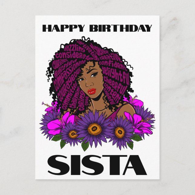 Black Girl Magic Birthday Sista Melanin Woman Post Postcard (Front)