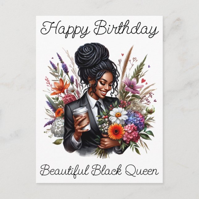 Black Girl Magic Birthday Sista Melanin Woman Postcard (Front)