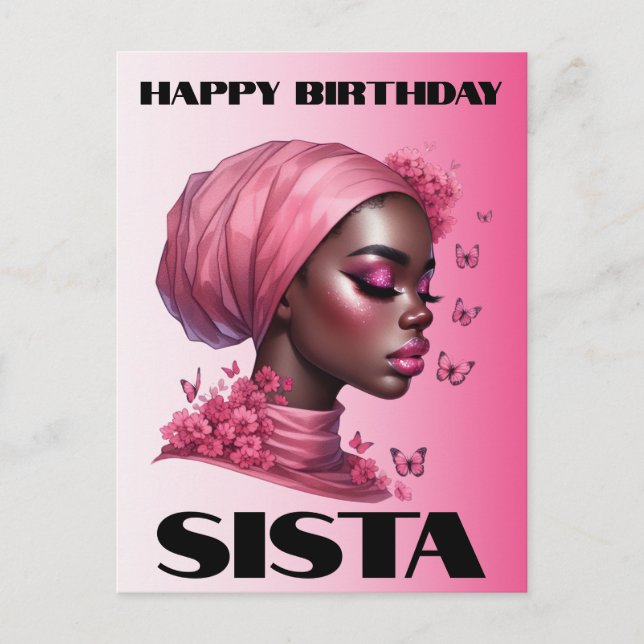 Black Girl Magic Birthday Sista Melanin Woman Postcard (Front)