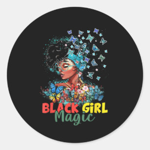 Black Girl Magic Black History Month Butterfly Pri Classic Round Sticker