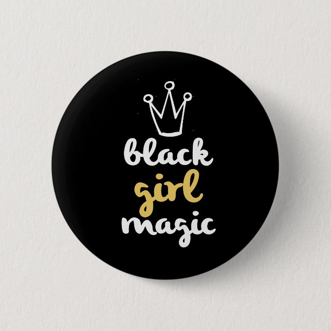 Black Girl Magic Crown Button Black (Front)